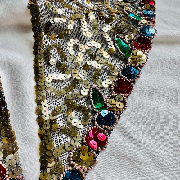 Handmade Vintage sequined collar made in Belgium Like New!! - Picture 4 of 11